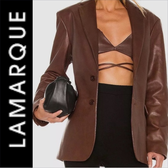 LaMarque Felina Oversized Leather Blazer in Size Small but fits like a Large - Picture 1 of 6
